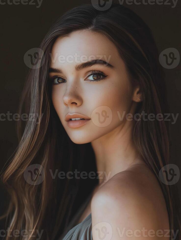 Beautiful model posing with elegant simplicity and natural charm photo