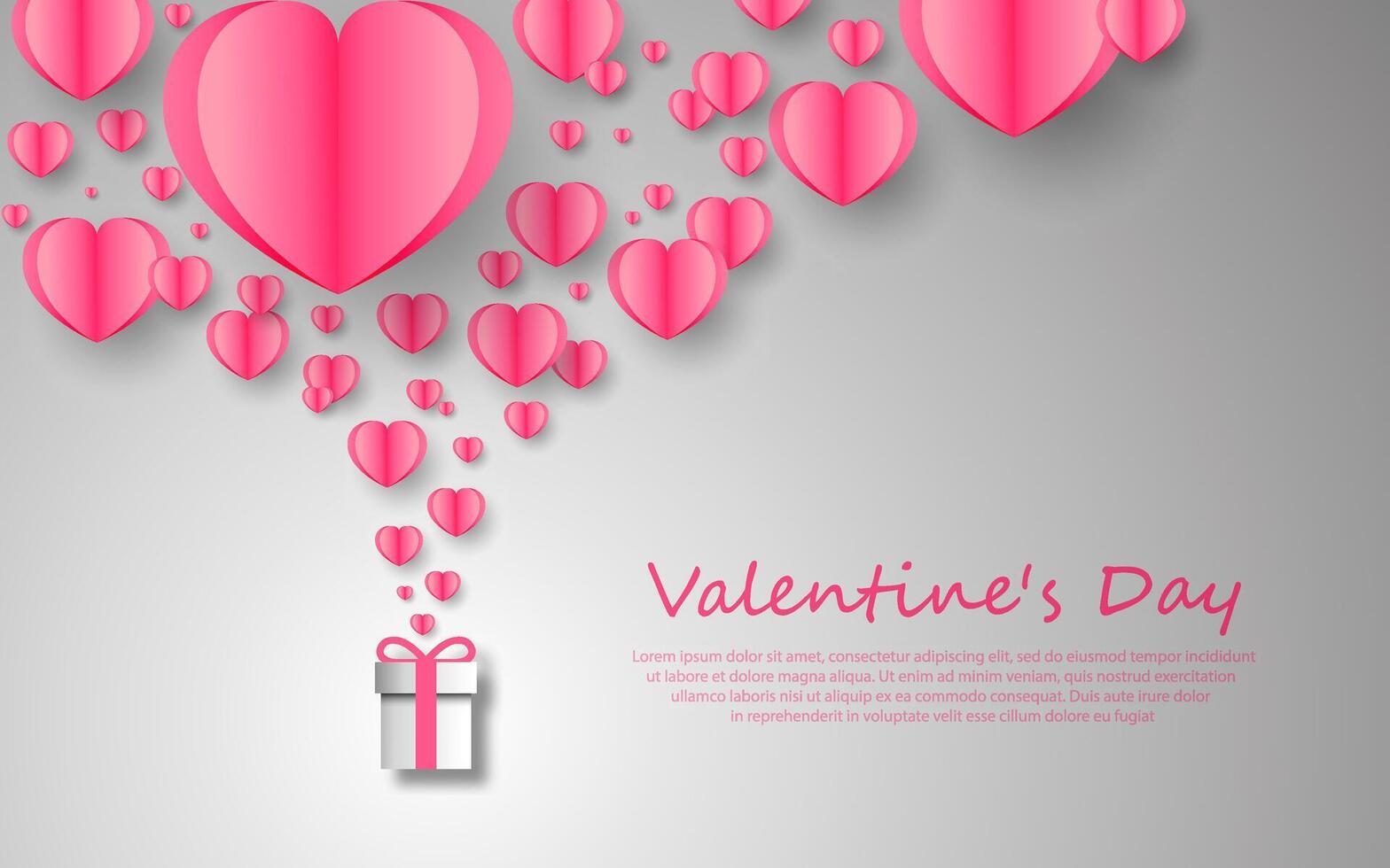 Valentine's Day postcard with flying elements and gift boxes vector