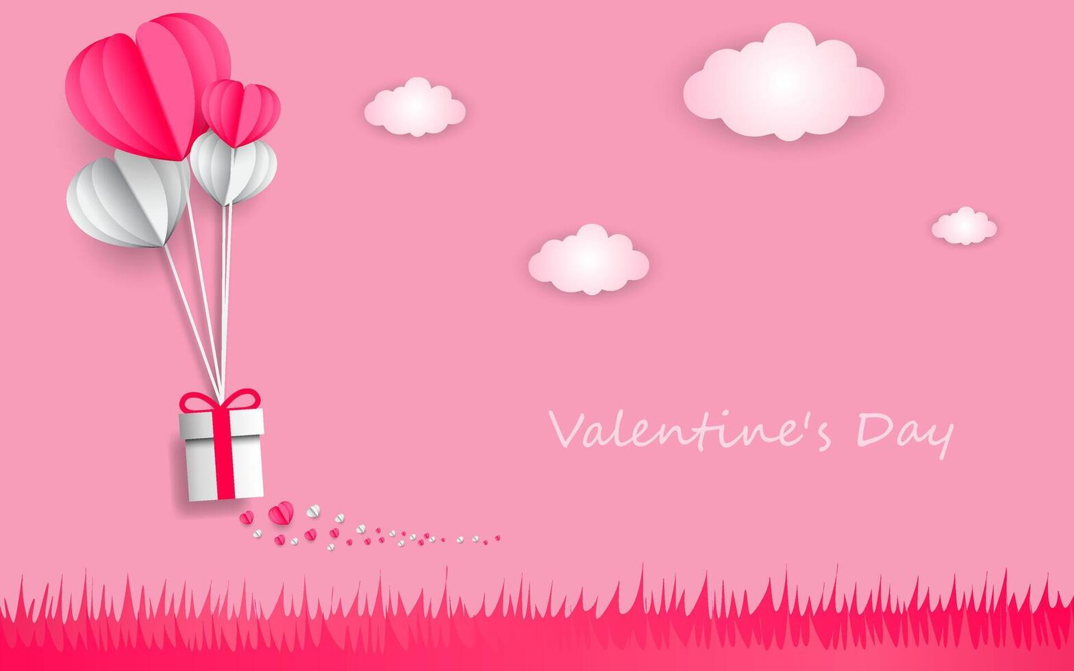 Valentine's heart with gift box postcard. vector
