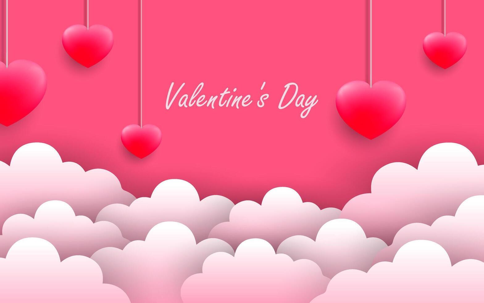 Paper Hearts Floating in the background. Valentine's Day vector