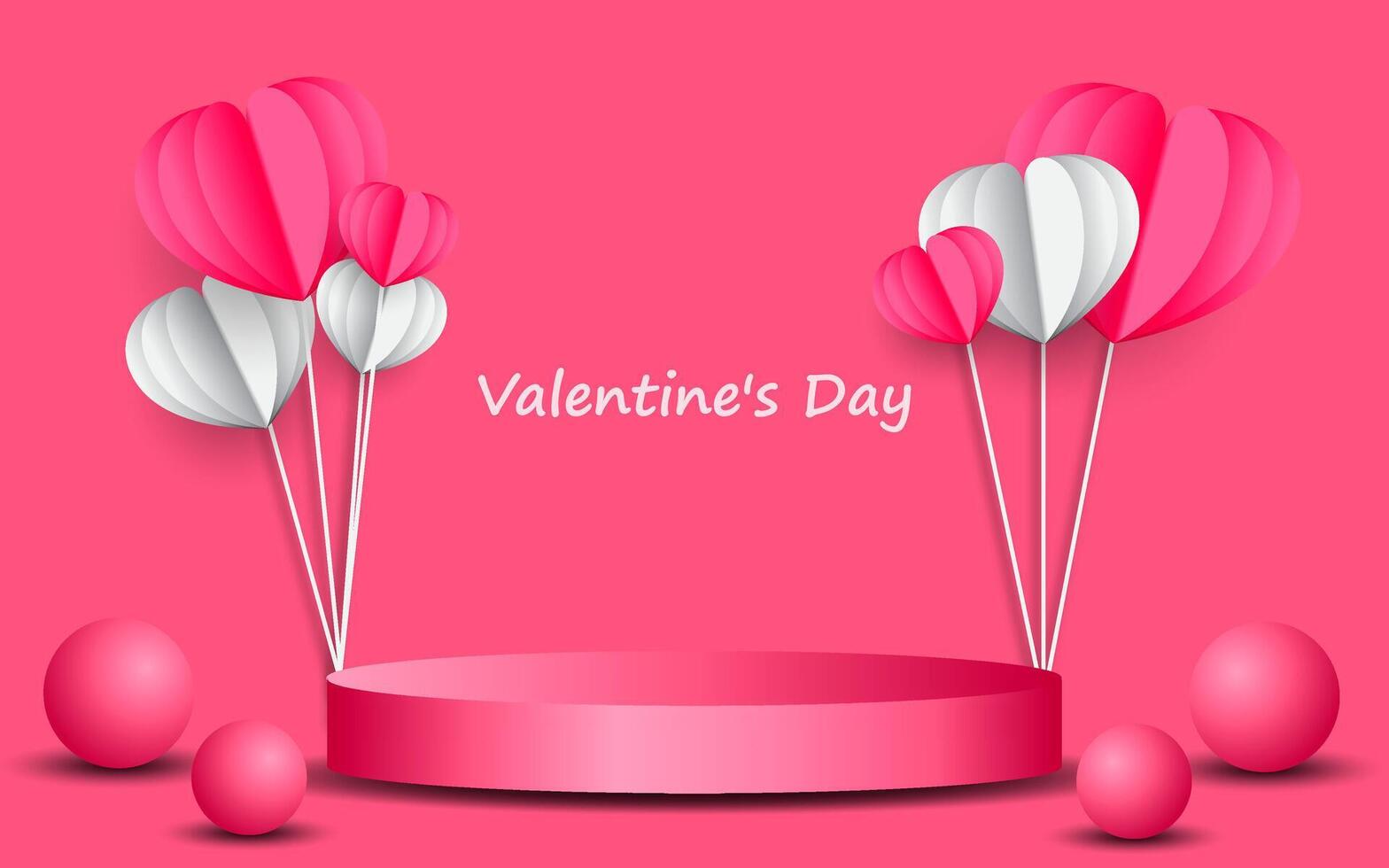 Valentine's day background with product display and Heart Shaped Balloons. vector