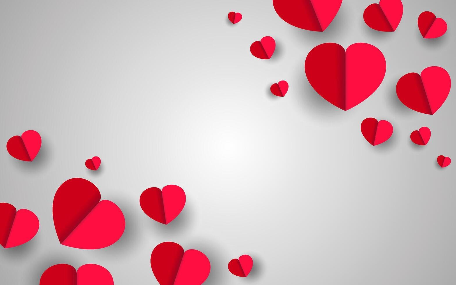Red heart paper border frame with background. vector