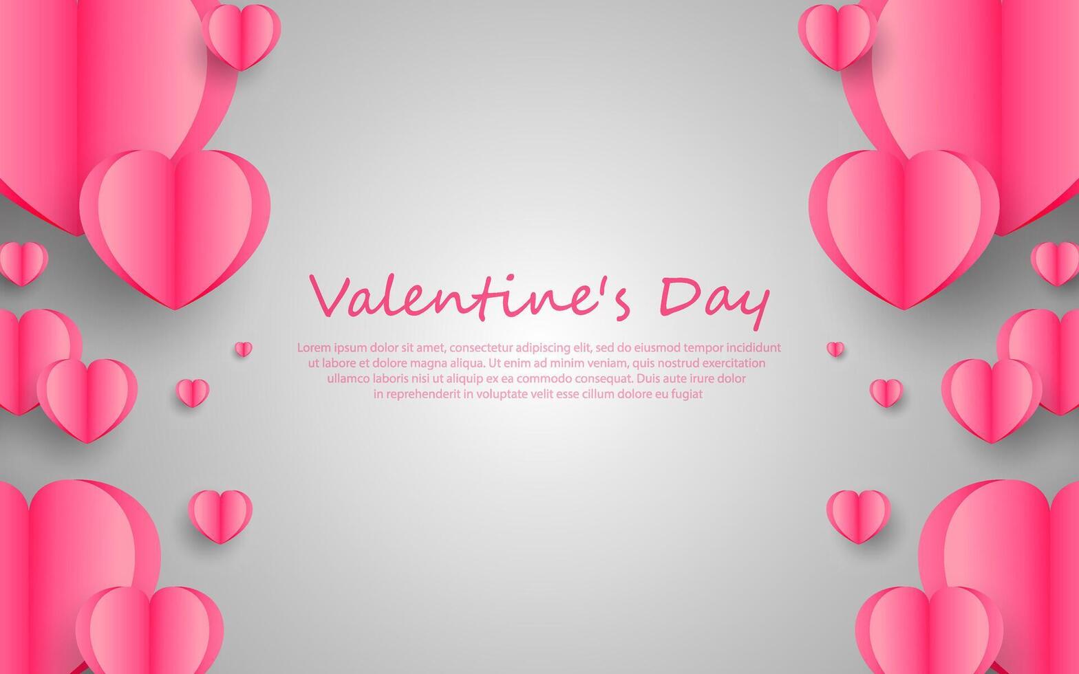 paper heart style valentines day card vector