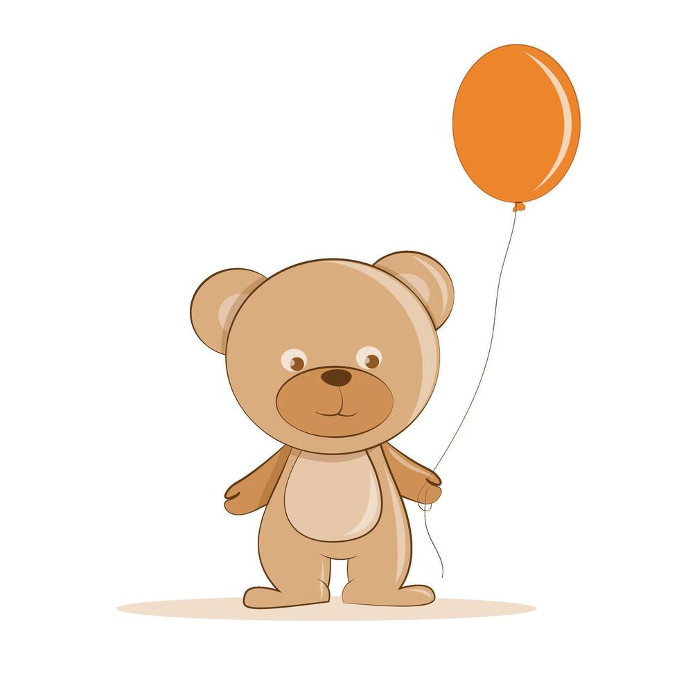 Cheerful happy teddy bear holding balloon vector