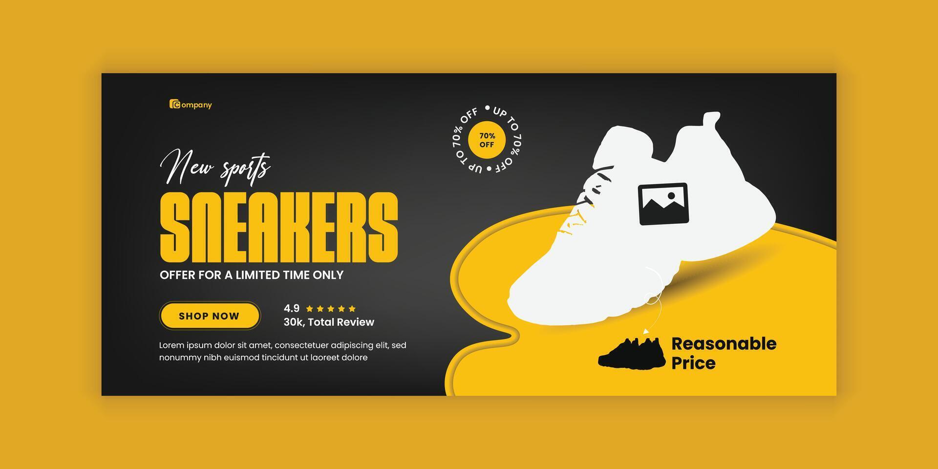 Social Media Cover Design for Shoe Business Marketing, Shoe Sale online marketing Template Banner design template vector