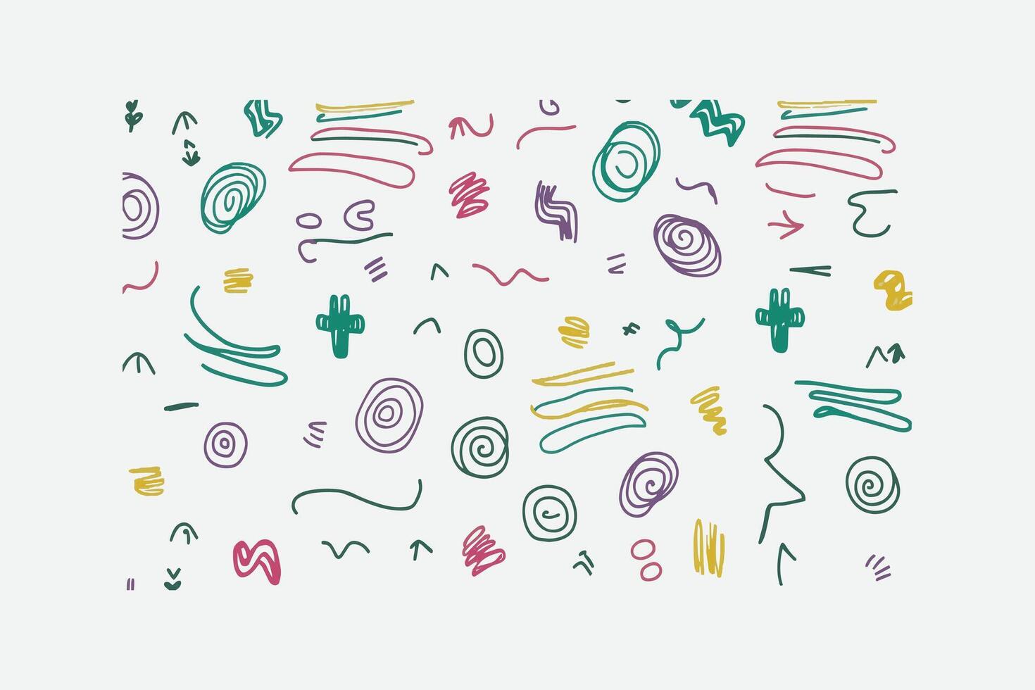 Hand sketch fun doodle sketch colorful shapes and lines set, easily editable. vector