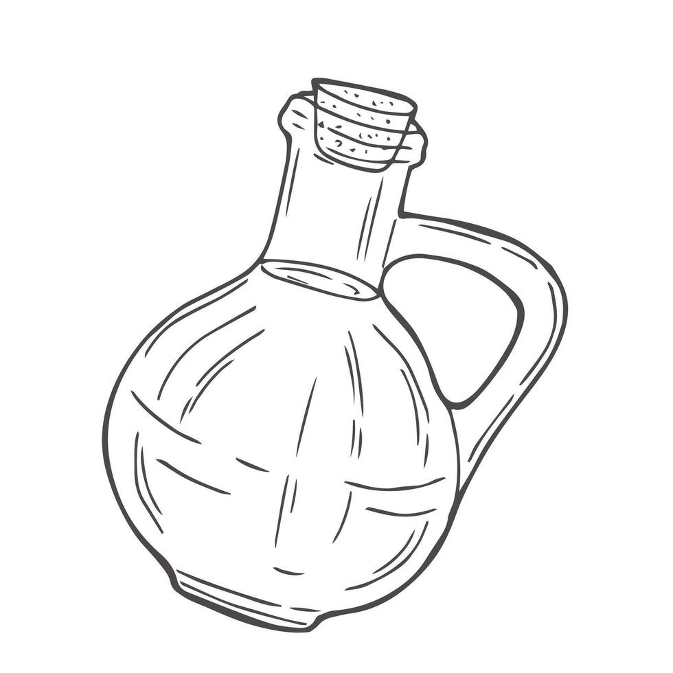 Olive oil bottle illustration sketch isolated on white background vector