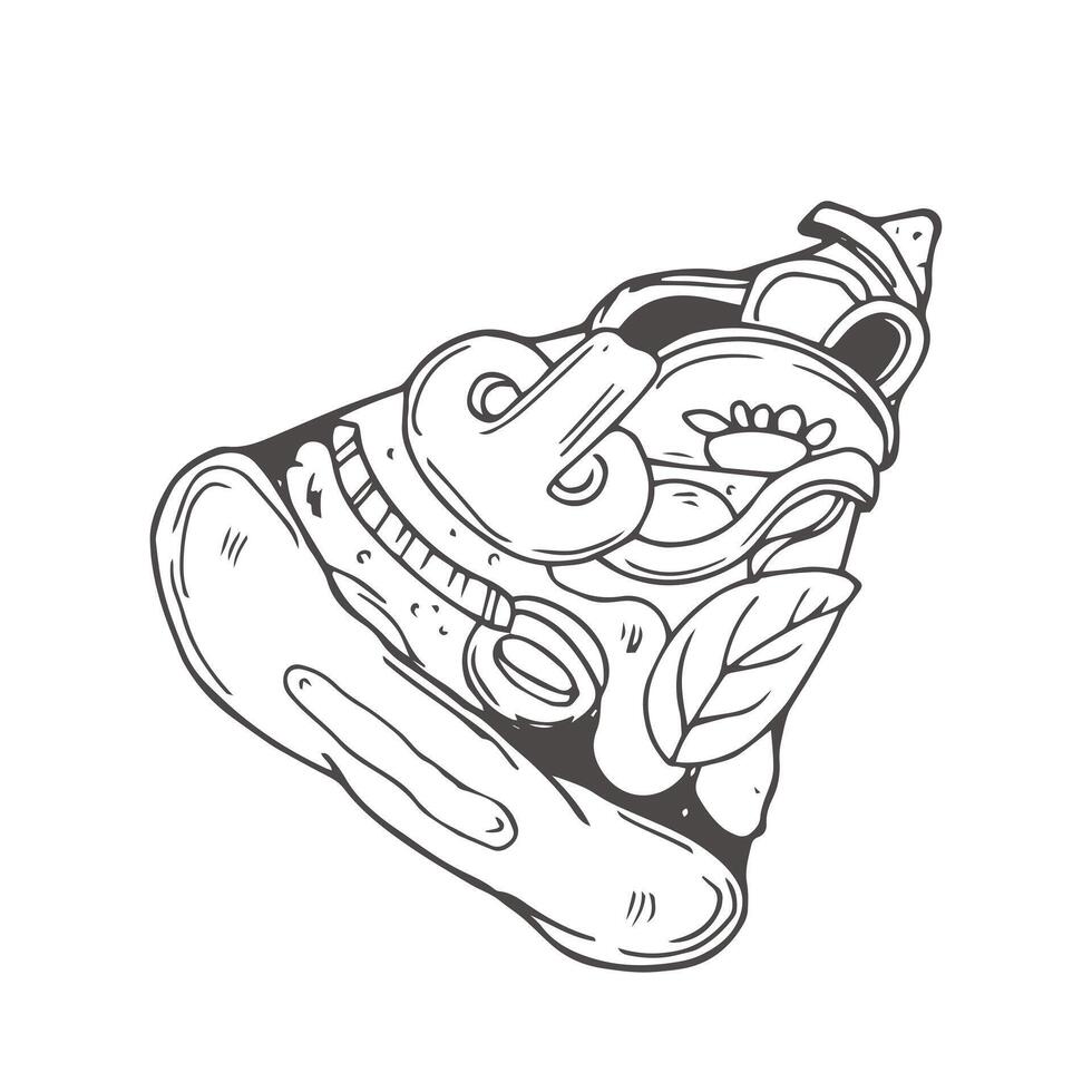 Pizza slice drawing. Hand drawn pizza illustration. Great for menu, poster or label. vector