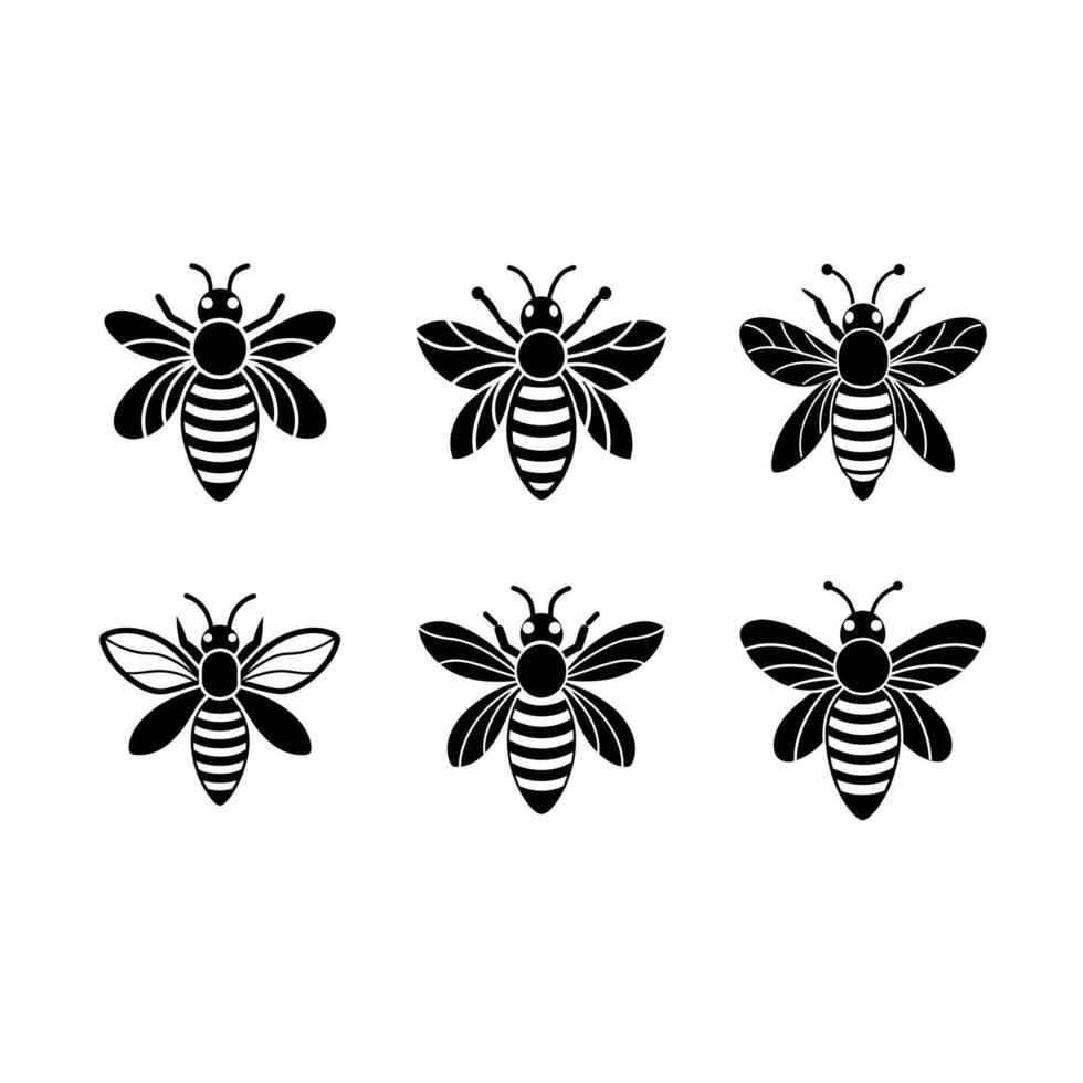 Honeybee Icon - and Linocut Silhouette Design vector