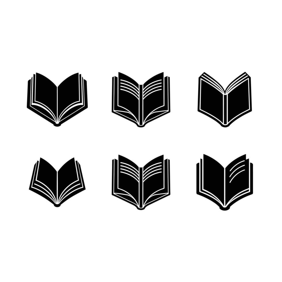 Book Icon and Linocut Silhouette Design vector