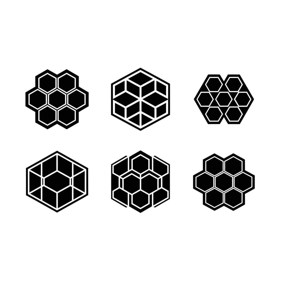 Honeycomb Slice Icon - and Linocut Silhouette Design vector