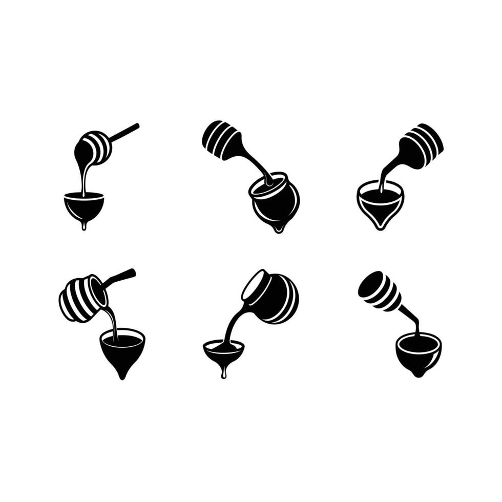 Honey Pouring Icon - and Linocut Silhouette Design vector