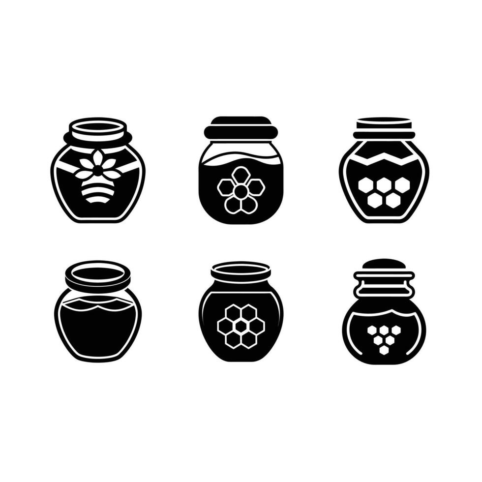 Honey Jar Icon - and Linocut Silhouette Design vector
