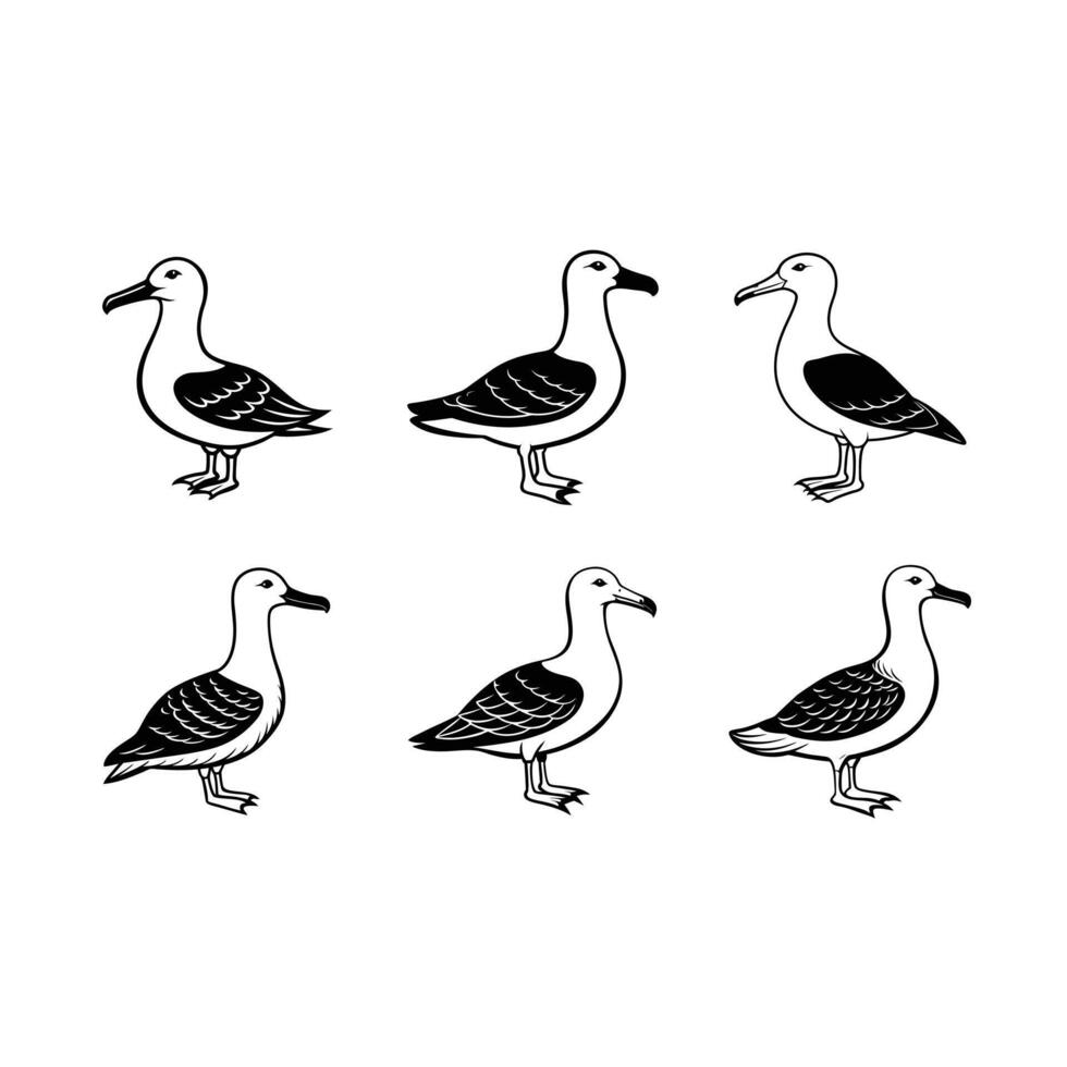 Albatross and Linocut Silhouette Design vector
