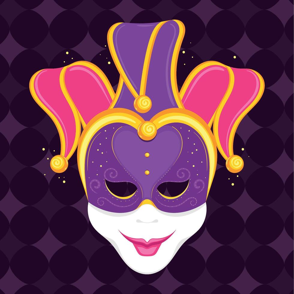 Jester mask with colored details for carnival vector