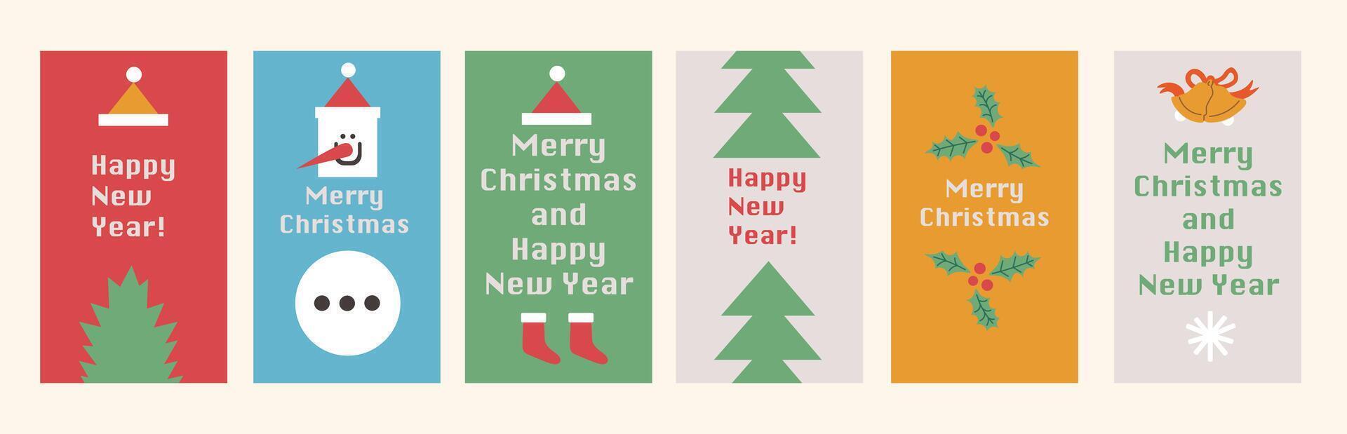 Set of vertical congratulation Christmas and New Year templates for backdrop background poster postcards social media cover vector