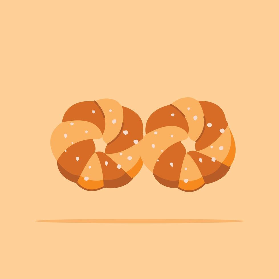 kaiser roll bread food. Flat illustration bakery icon for posters and web icons vector