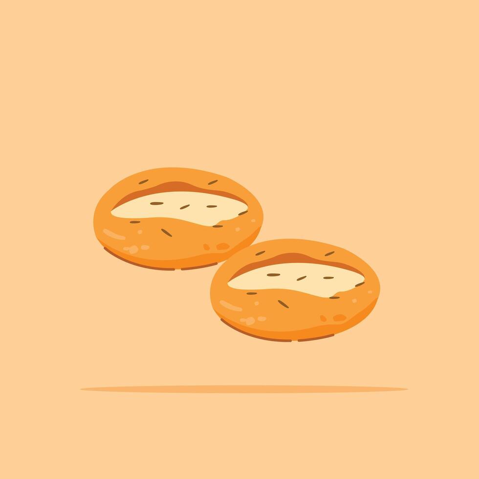 Toast roll with jam. Whole wheat bread for breakfast, for posters and web icons vector
