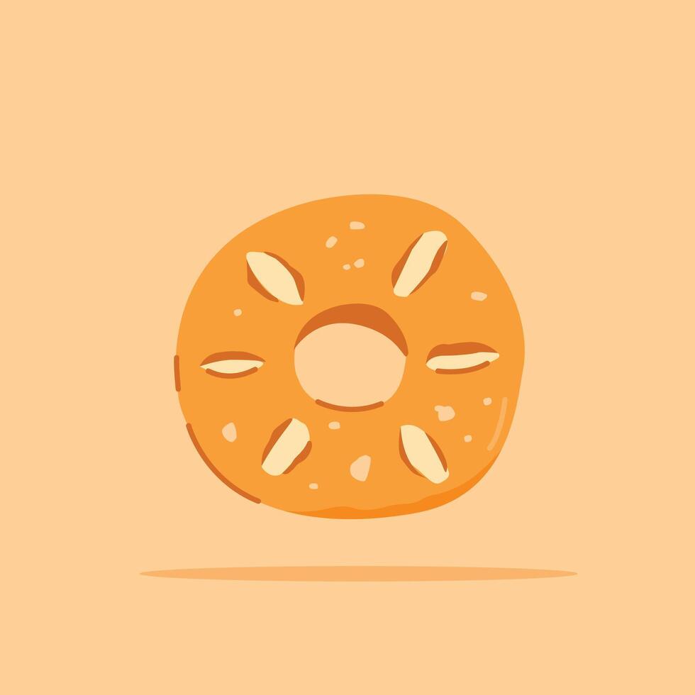 bagel bread food. Flat illustration icon bakery dry for posters and web icons vector