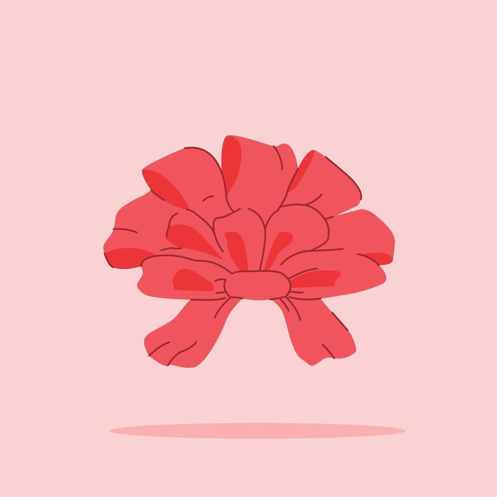 red ribbon flower shape on isolated background. decoration and fashion ornament, for poster and web icon vector