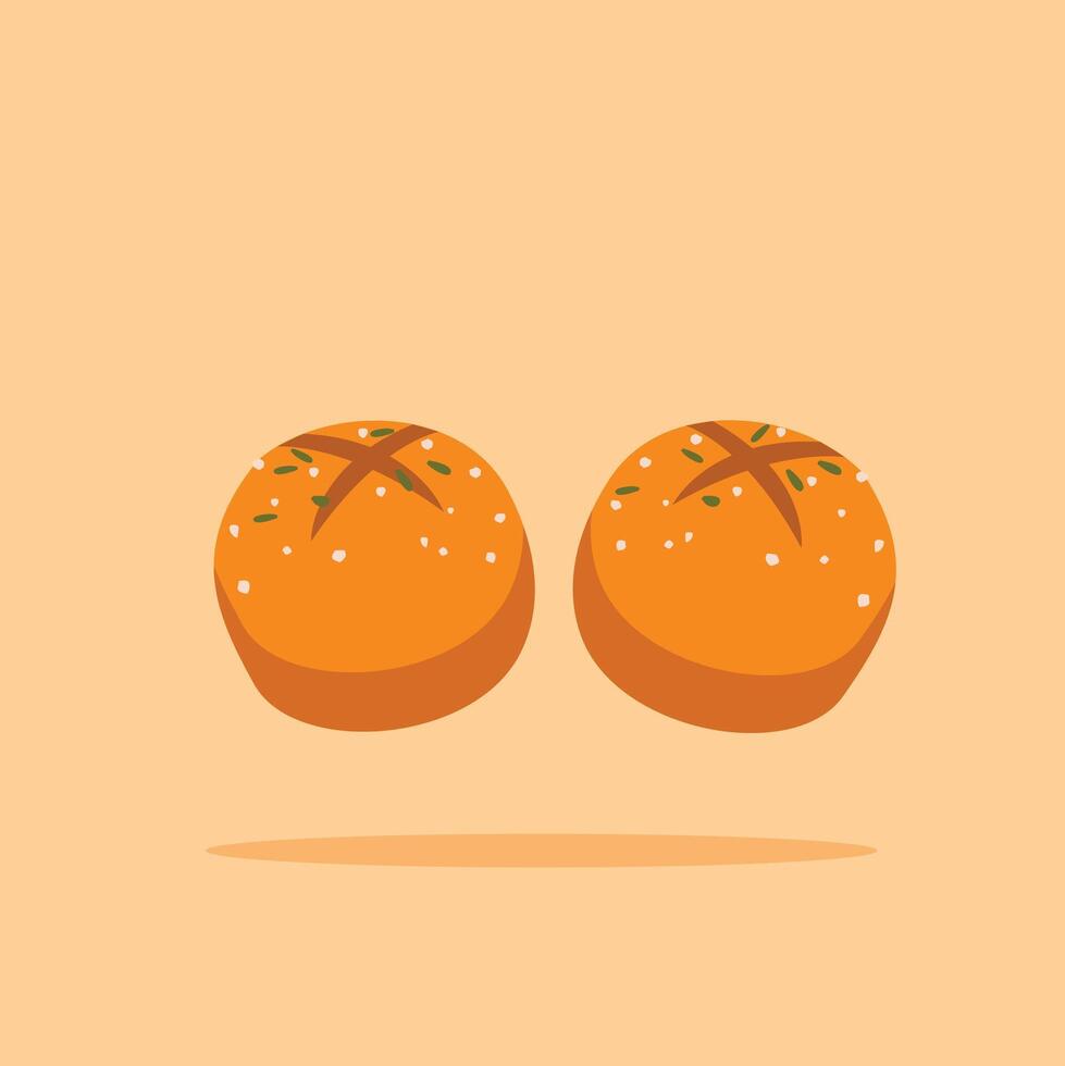 Plain rolls. Homemade round wheat bread, for posters and web icons vector