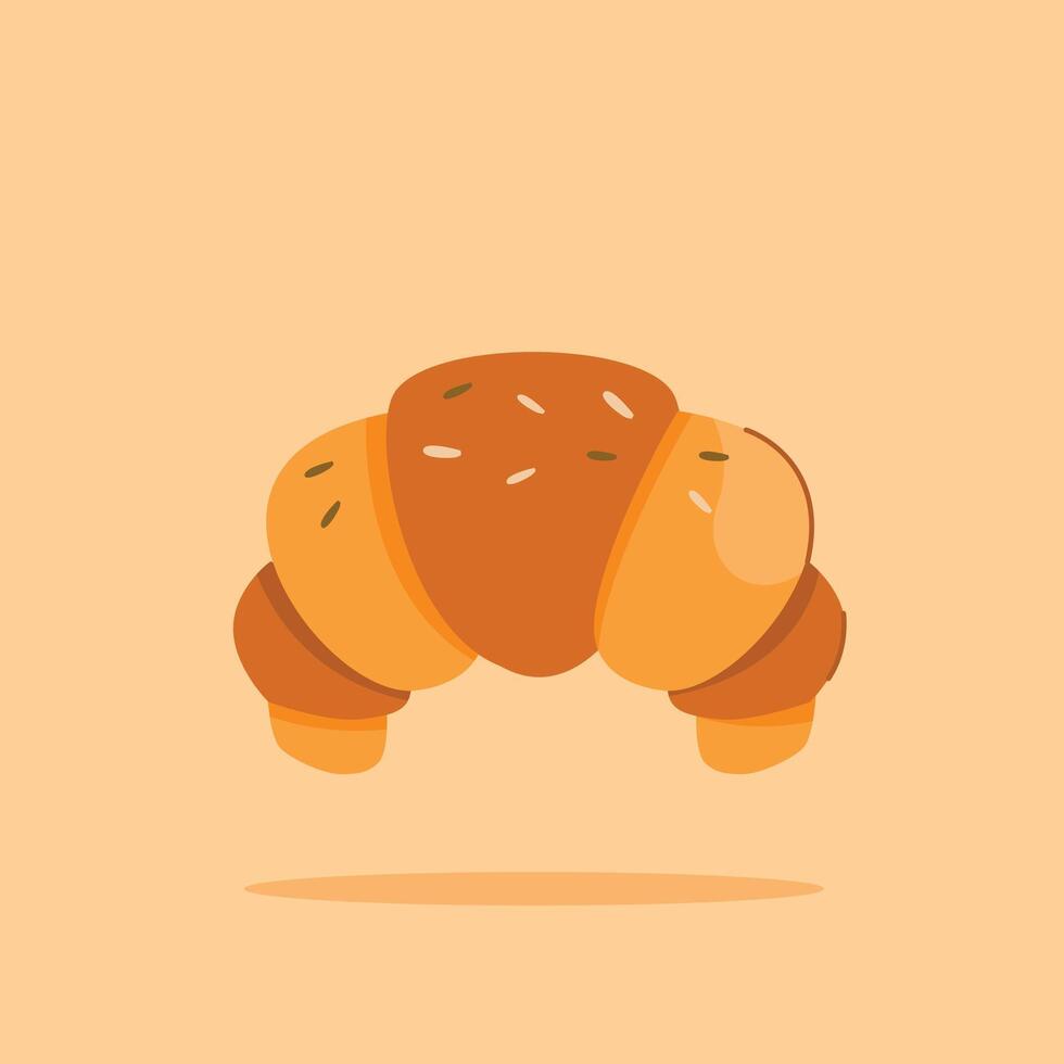 French croissant food. Flat illustration of croissant bakery icon suitable for posters and web icons vector