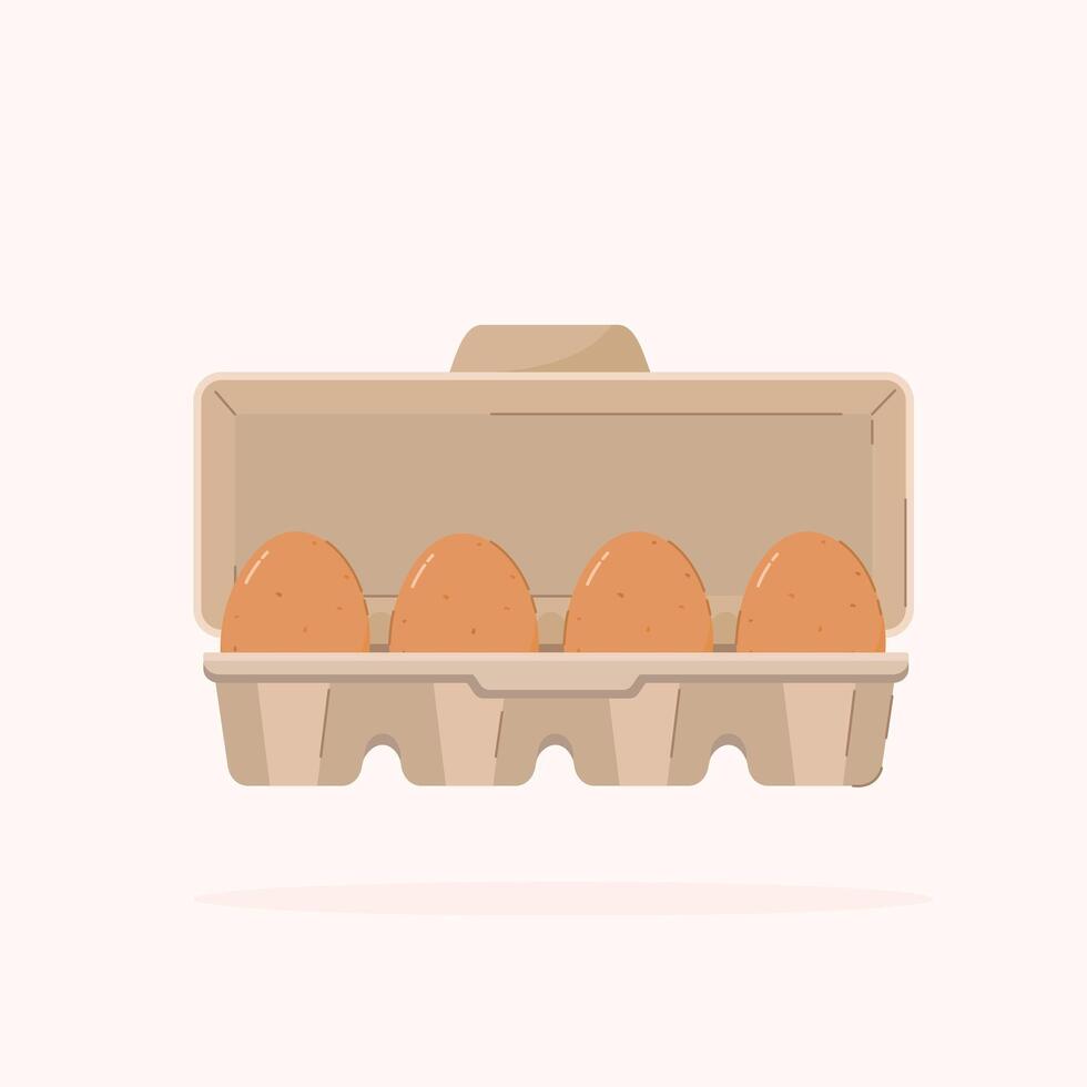 Raw chicken eggs in a box on an isolated background. protein and natural supplements, for posters and web icons vector