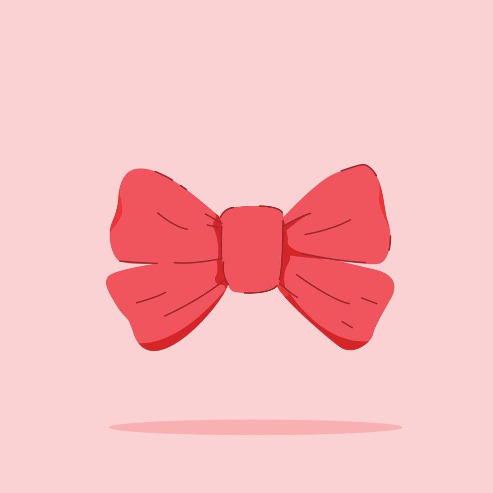 red ribbon butterfly minimalist on isolated background. decorative and fashion ornament, for poster and web icon vector