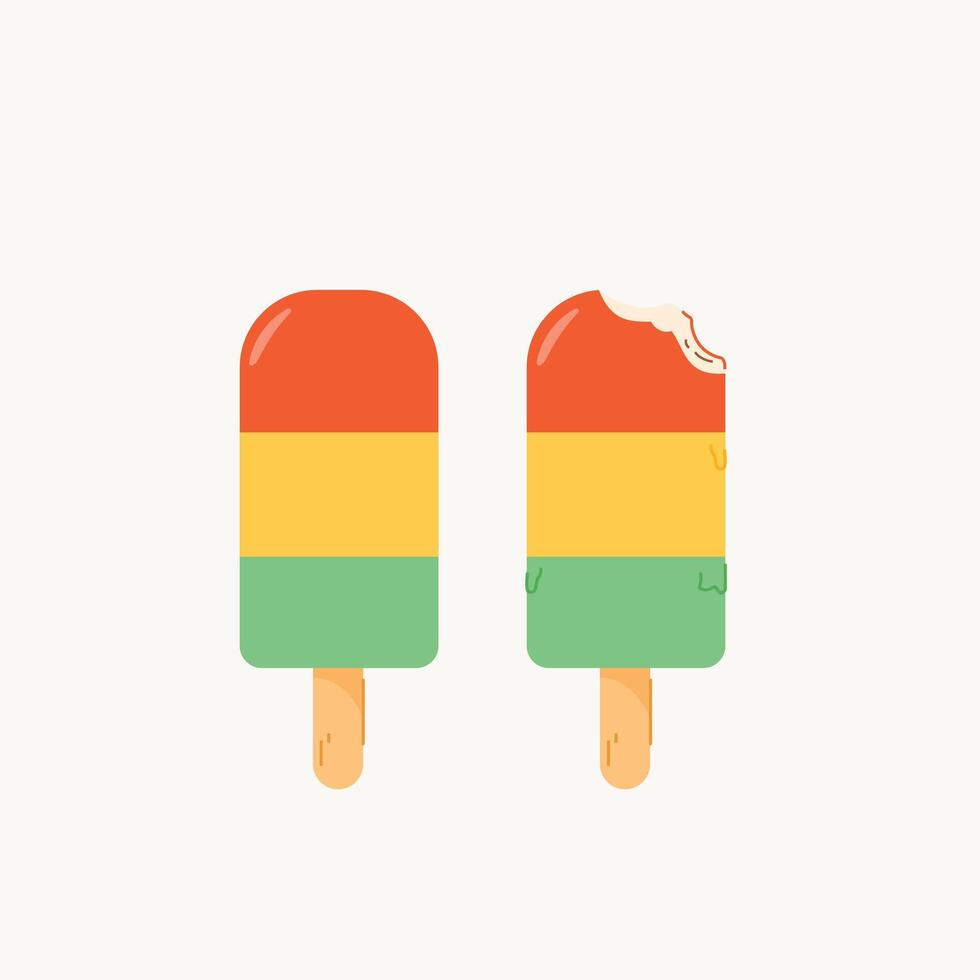 Ice cream, Dessert, ice cream with three bright colored soft flavors, street sweet food for poster and web icon vector