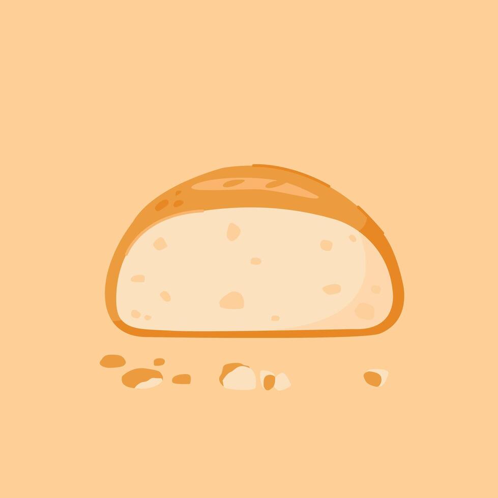slices of plain bread rolls. Homemade round wheat bread, for posters and web icons vector