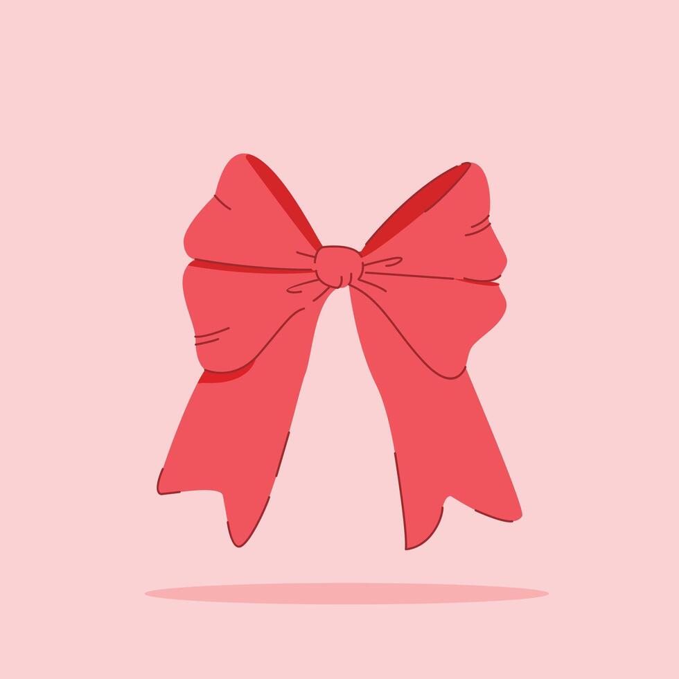 red ribbon with ties and tails on isolated background. decorative and fashion ornament, for posters and web icons vector