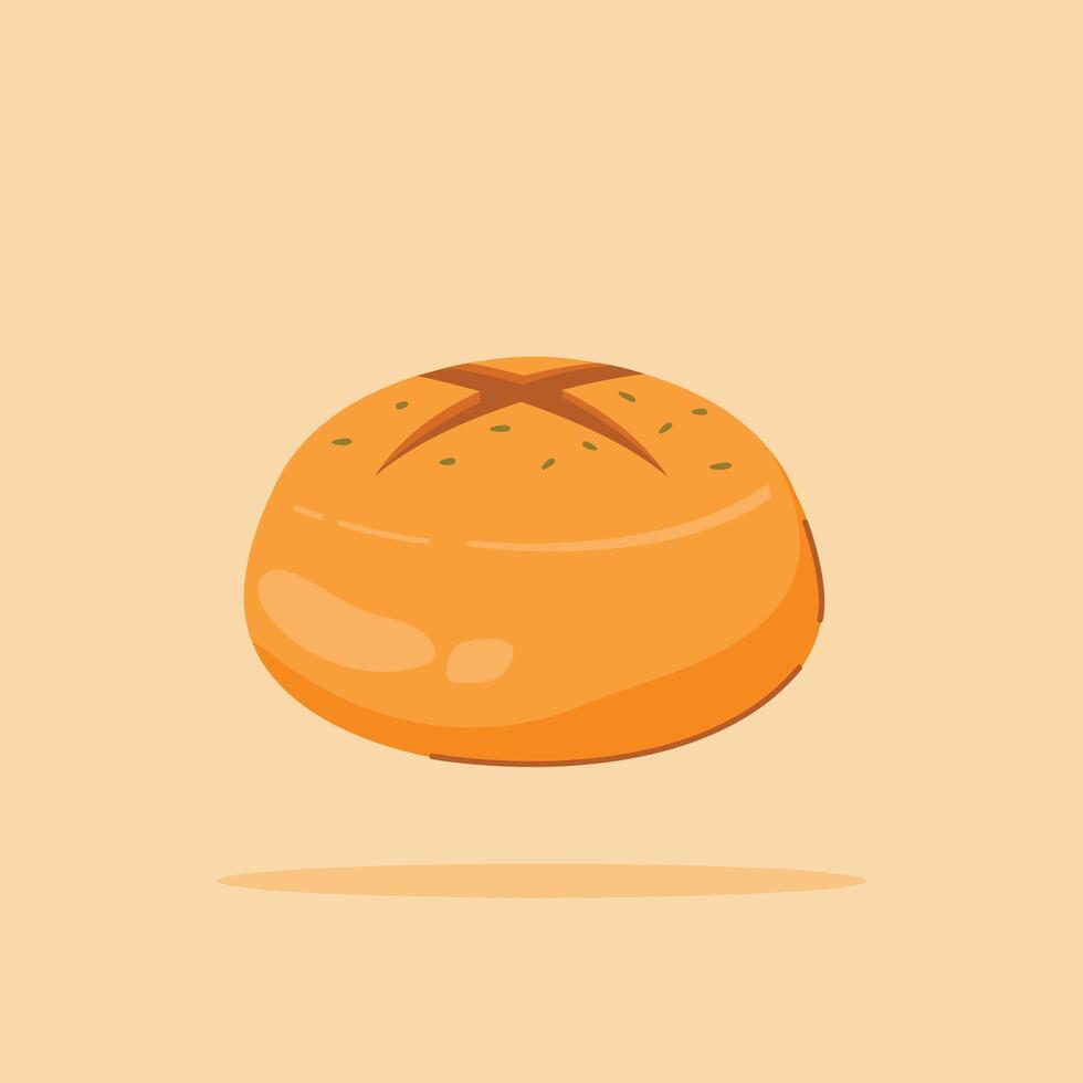 set of pieces of Rolled bread and whole. Homemade round wheat bread, for posters and web icons vector