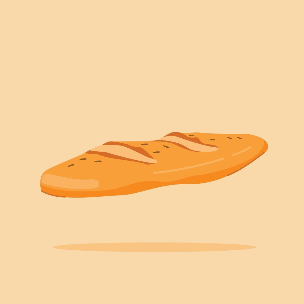 French baguette food. Flat illustration of dry bakery icon for posters and web icons vector