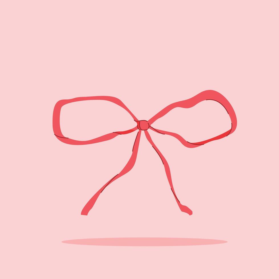 small red ribbon on isolated background. decorative and fashion ornament, for poster and web icon vector