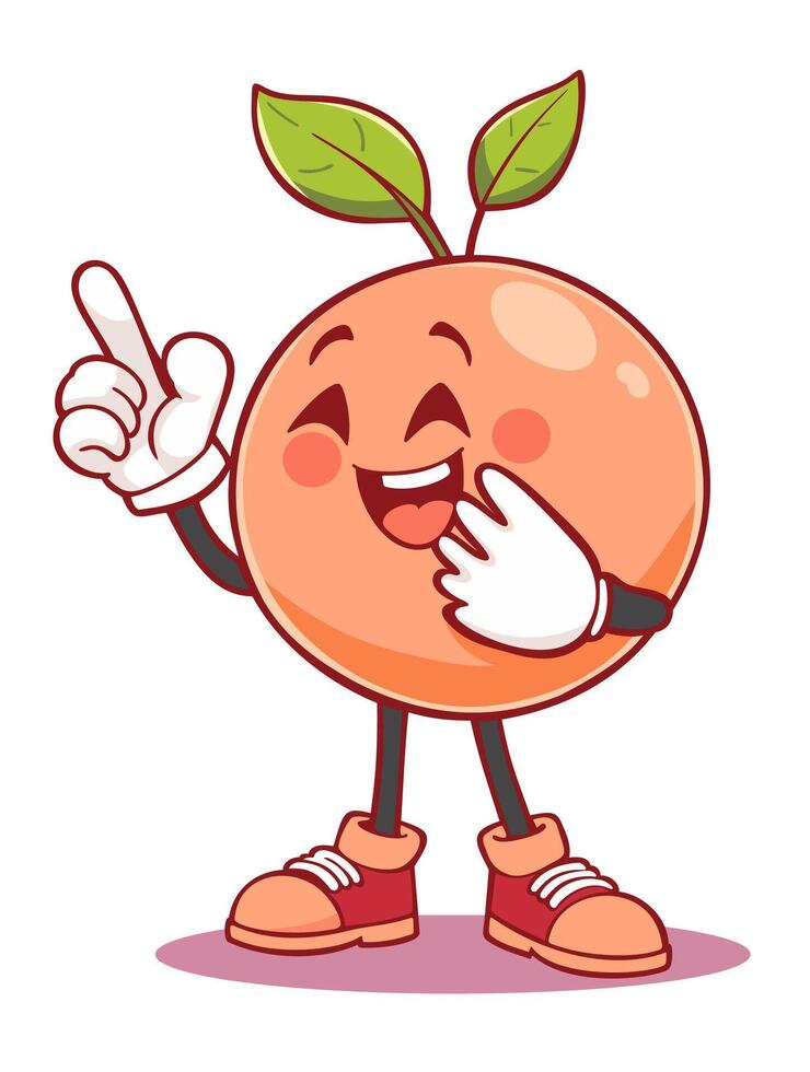 Funny peach. Groovy retro cartoon style. isolated illustration vector