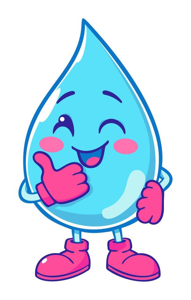 Groovy water drop. Retro cartoon style. Drink more water character. isolated illustration vector