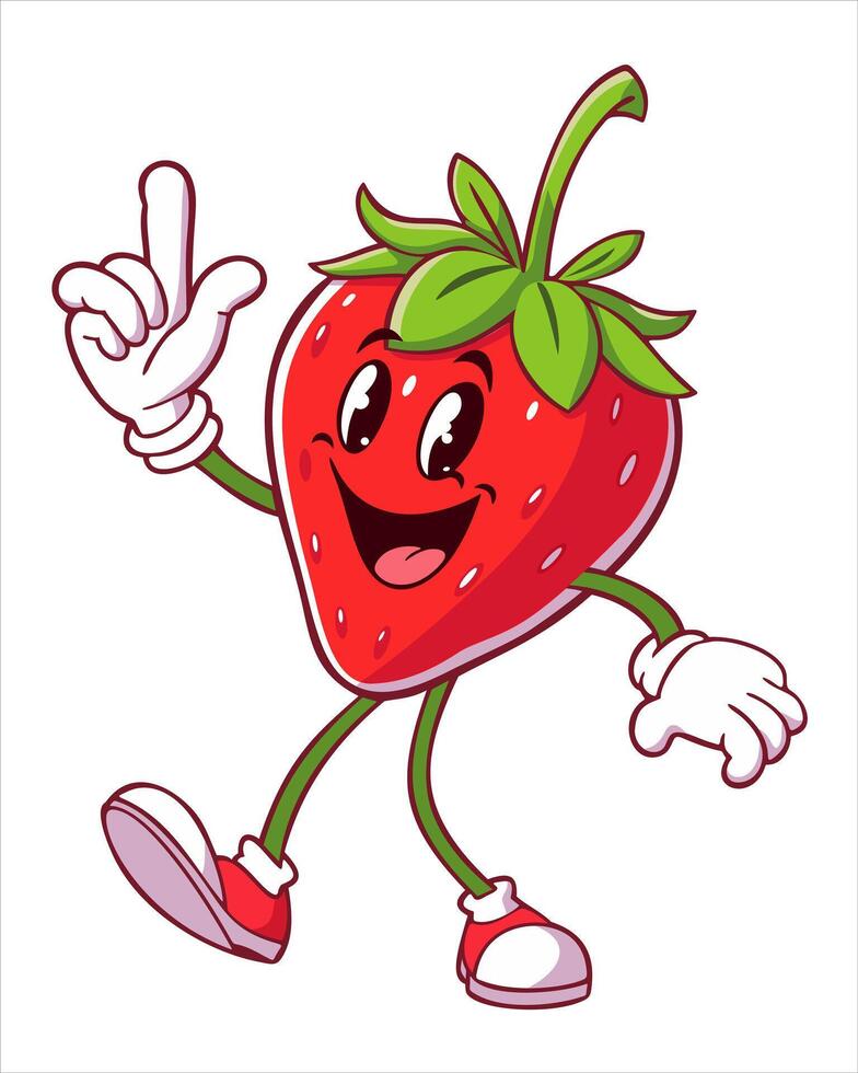 Groovy strawberry. Retro cartoon style. isolated illustration vector