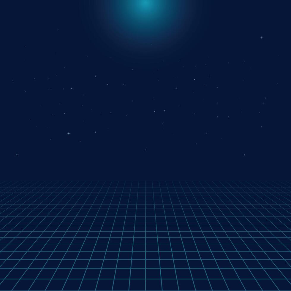 Abstract perspective grid lines vaporwave retro technology background vector