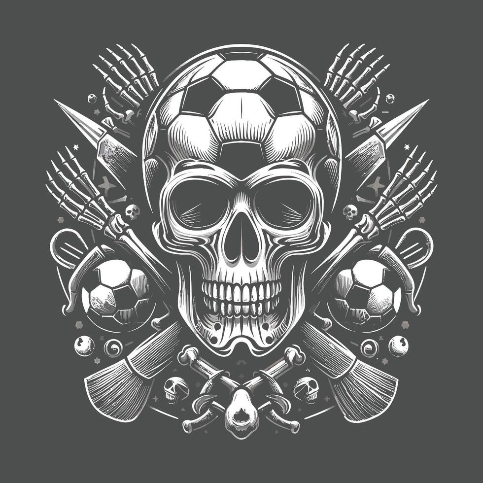 Skull with Soccer Ball - Graphic Design vector