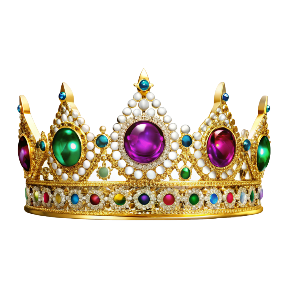 A crown with colorful stones on it png