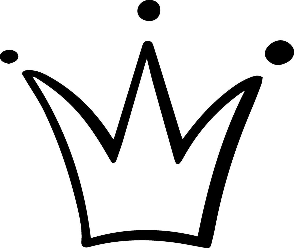 Simple, black and white, hand drawn crown symbolizes royalty, leadership, success, achievement, power and authority, perfect for logos, branding, and design projects vector