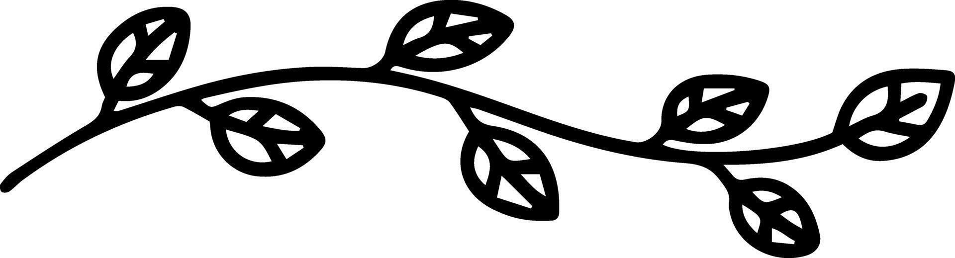 Hand drawn illustration featuring a branch adorned with leaves, creating a decorative border that enhances designs with a natural touch and organic elegance. Perfect for various projects vector