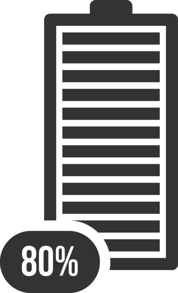 Battery icon showcasing an eighty percent charge, representing a healthy level of remaining power for various electronic devices such as smartphones, laptops, and tablets vector