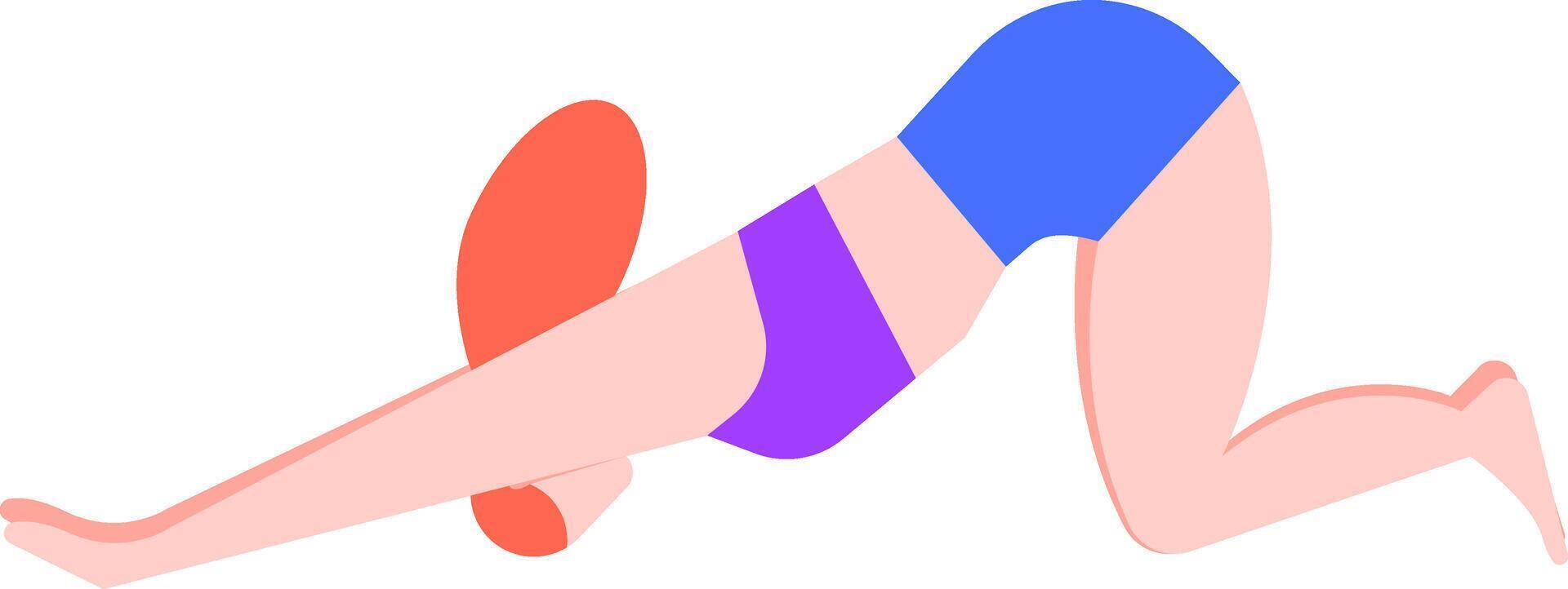Young woman practicing yoga, performing the extended puppy pose, uttana shishosana, a relaxing and restorative posture, promoting flexibility and stress relief vector