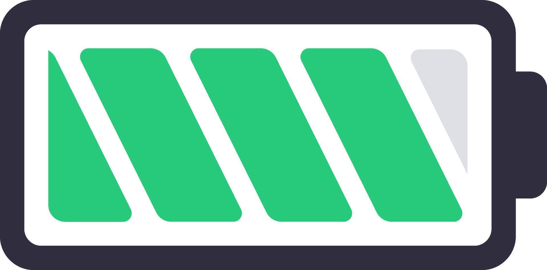 Simple battery icon with three green bars and one grey bar, representing a medium charge level, suitable for user interfaces or energy related concepts vector