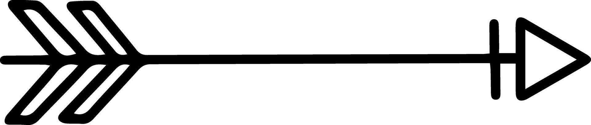 Minimalist graphic of a straight black arrow pointing to the right, featuring a triple lined tail design, conveying direction, progress, and forward movement vector