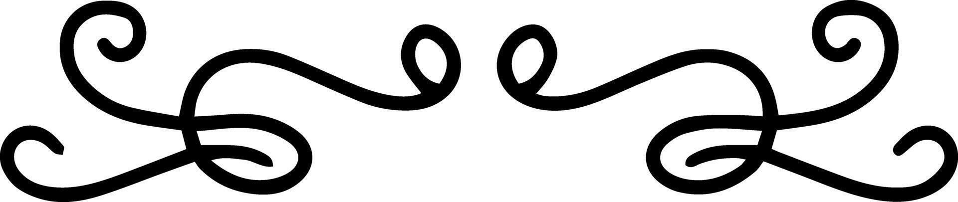 Two symmetrical flourishes are creating a decorative border on white background, forming an elegant and refined design with swirling lines and loops vector