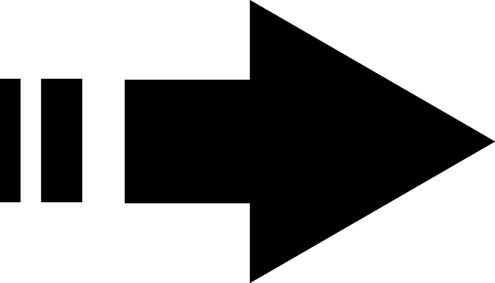 Simple black arrow pointing right with horizontal speed lines on the left, conveying a sense of motion and direction on a clean white background vector