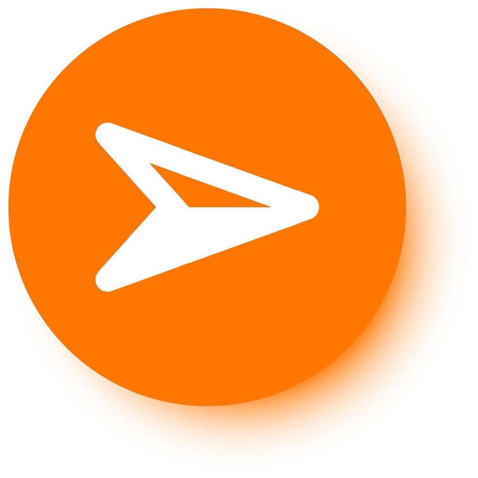 White arrow pointing to the right, positioned on an orange circle with a subtle drop shadow effect, creating a visually appealing and informative graphic suitable for various design projects vector