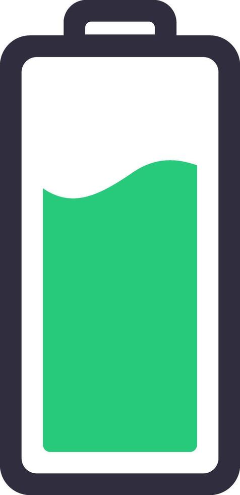 Simple icon featuring a half full battery charging, representing energy and power for electronic devices that require recharging to maintain optimal performance and efficiency vector